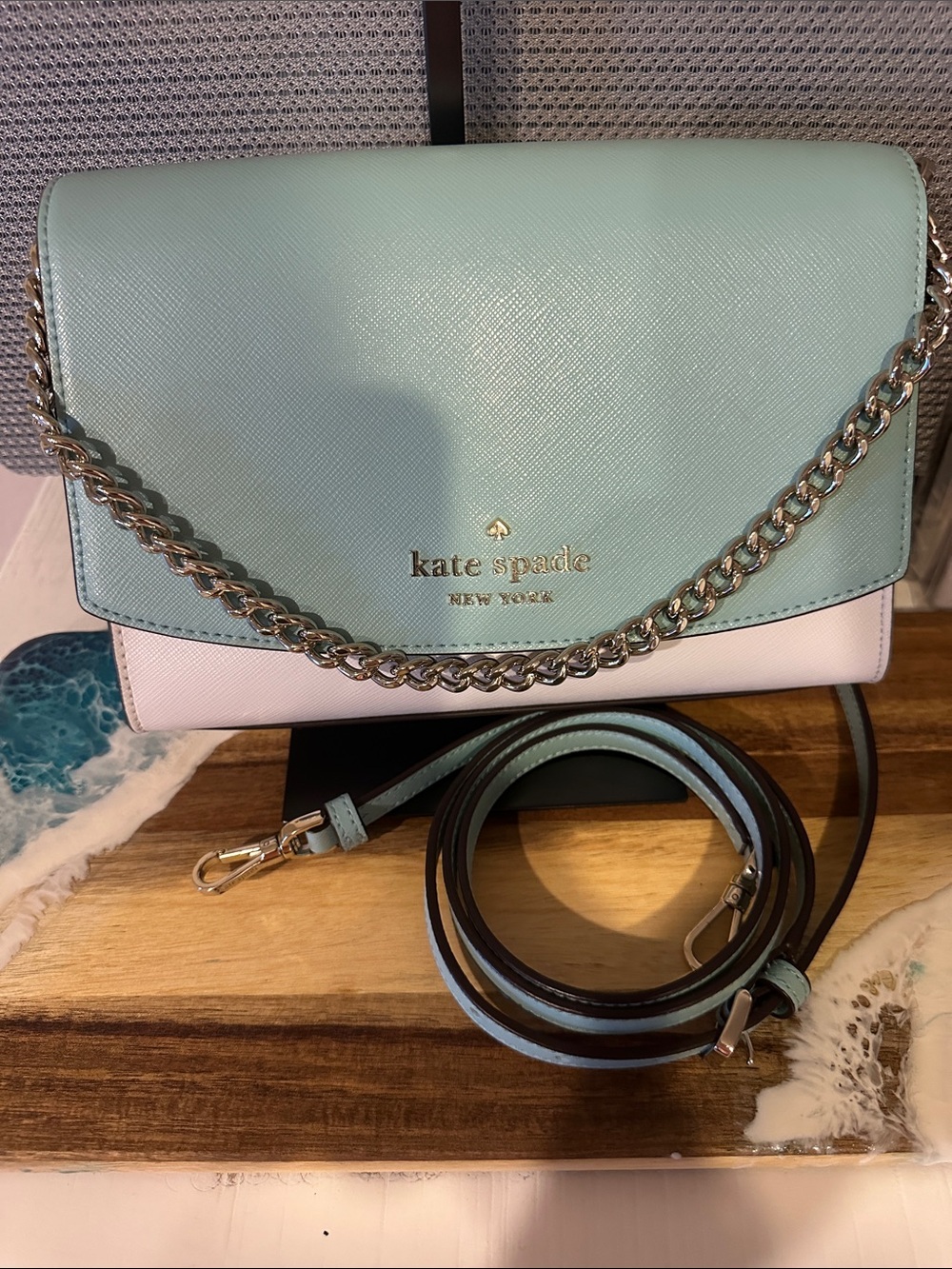 kate spade Mint and Pale Pink Two-Tone Chain Crossbody Bag